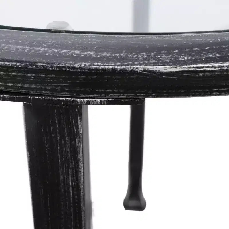 Table d'appoint ronde Jaymes en métal et verre - Noire - SEI