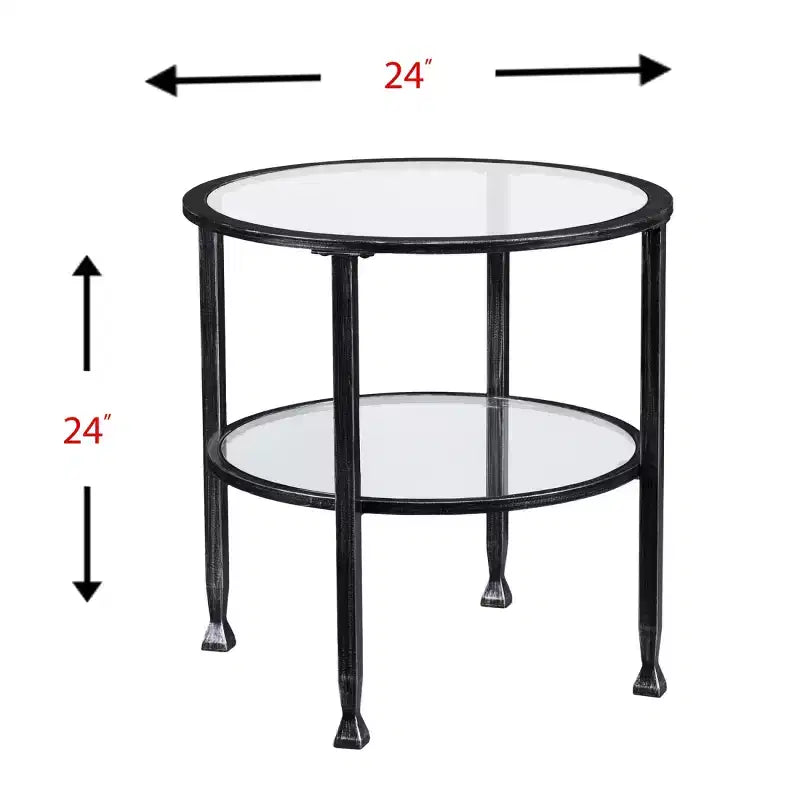 Table d'appoint ronde Jaymes en métal et verre - Noire - SEI