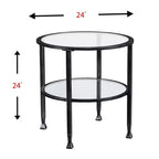 Table d'appoint ronde Jaymes en métal et verre - Noire - SEI