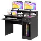 FDW Computer Desk Office Desk Multi-Functional Gaming Desk with Drawers Keyboard Tray, Black