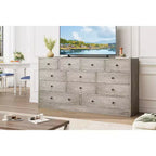 Commode à 12 tiroirs pour chambre, commode en bois de 155 cm, commodes hautes avec rails métalliques lisses, pour salon, couloir