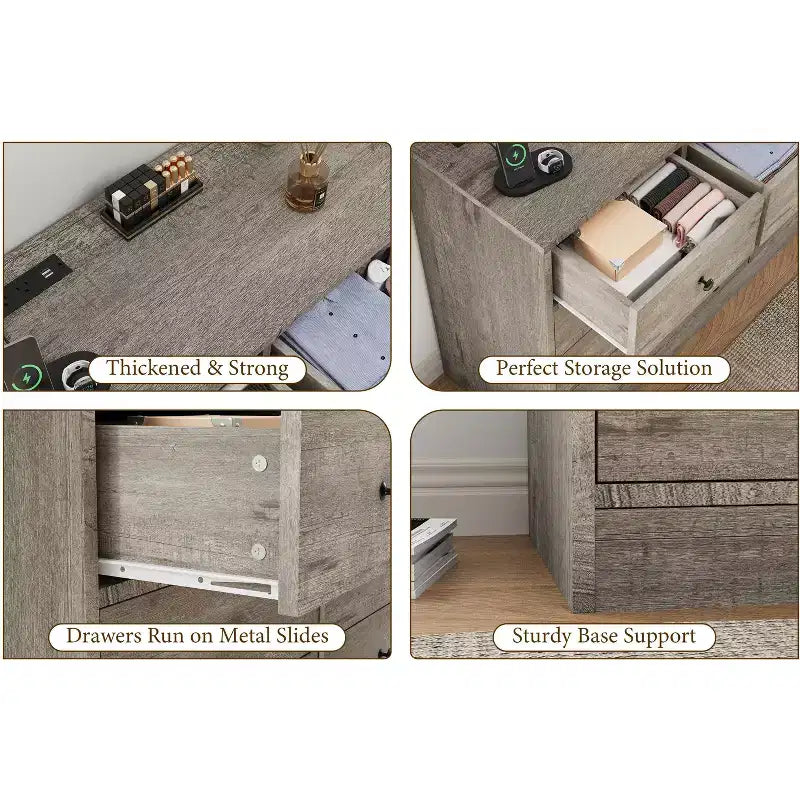 Commode à 12 tiroirs pour chambre, commode en bois de 155 cm, commodes hautes avec rails métalliques lisses, pour salon, couloir