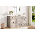 Commode à 12 tiroirs pour chambre, commode en bois de 155 cm, commodes hautes avec rails métalliques lisses, pour salon, couloir