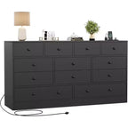 12 Drawer Dresser for Bedroom, 61 Inch Wood Dresser, Tall Dressers with Smooth Metal Rail, for Living Room, Hallway