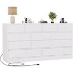 Commode à 12 tiroirs pour chambre, commode en bois de 155 cm, commodes hautes avec rails métalliques lisses, pour salon, couloir