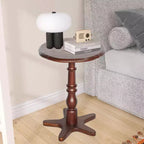 MAYEERTY Table Basse Ronde 40 cm, Tables d'Appoint Piédestal en Bois, Table de Chevet d'Appoint Vintage pour Salon Marron
