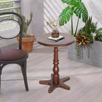 MAYEERTY Table Basse Ronde 40 cm, Tables d'Appoint Piédestal en Bois, Table de Chevet d'Appoint Vintage pour Salon Marron