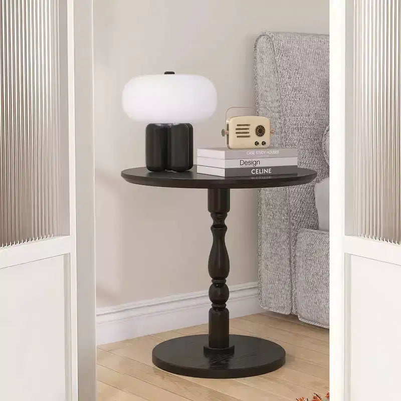 MAYEERTY 23 Table ronde d'appoint noire, petite table basse pour salon petit espace