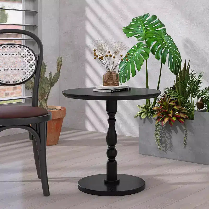 MAYEERTY 23 Table ronde d'appoint noire, petite table basse pour salon petit espace