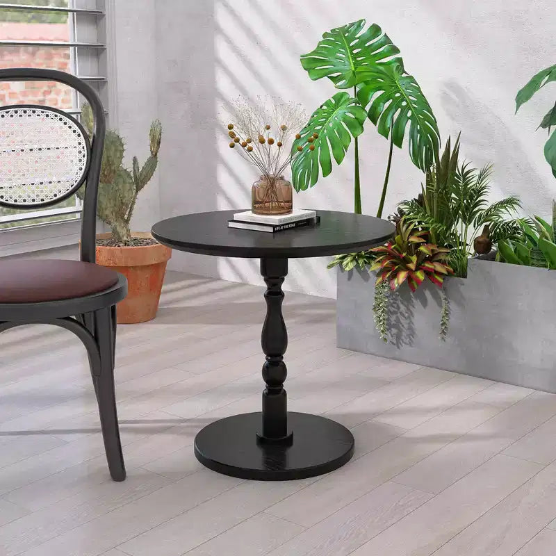MAYEERTY 23 Table ronde d'appoint noire, petite table basse pour salon petit espace