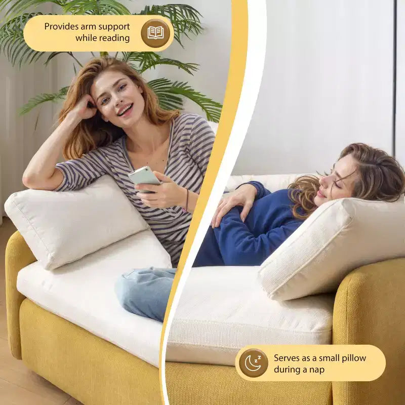 Fauteuil simple Merax en chenille surdimensionné avec assise profonde et coussins décoratifs