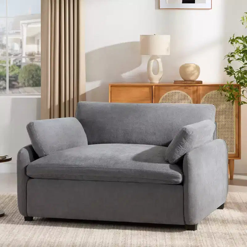 Fauteuil simple Merax en chenille surdimensionné avec assise profonde et coussins décoratifs
