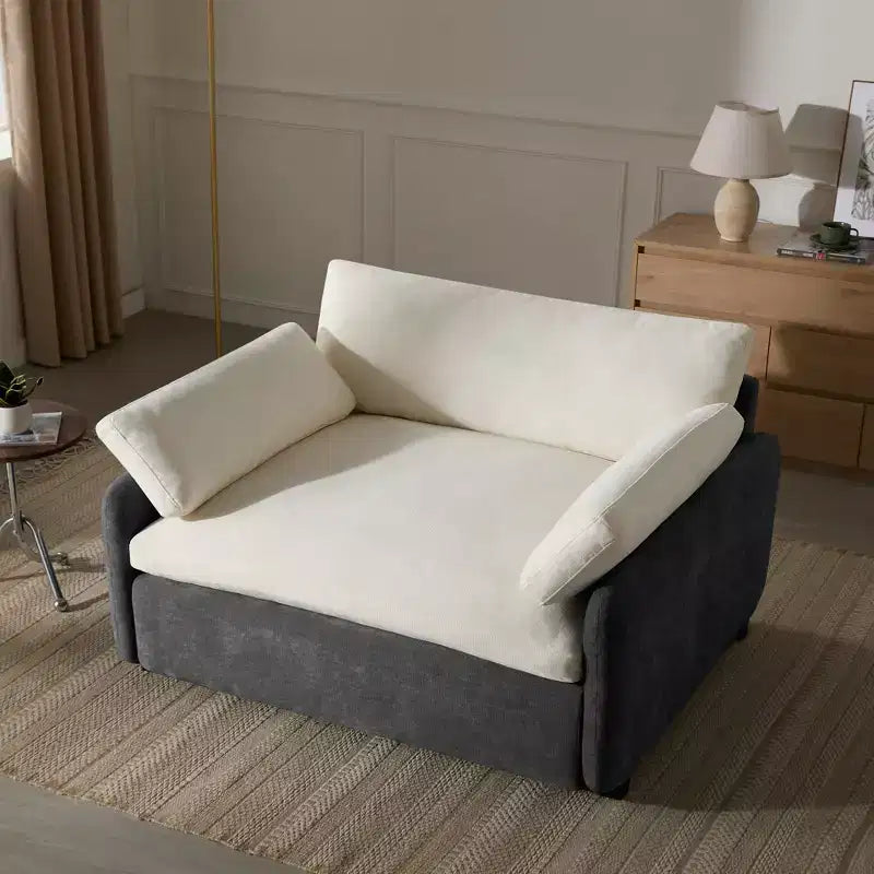 Fauteuil simple Merax en chenille surdimensionné avec assise profonde et coussins décoratifs