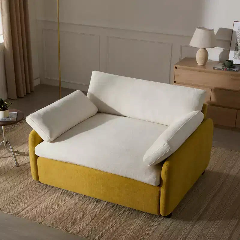 Fauteuil simple Merax en chenille surdimensionné avec assise profonde et coussins décoratifs