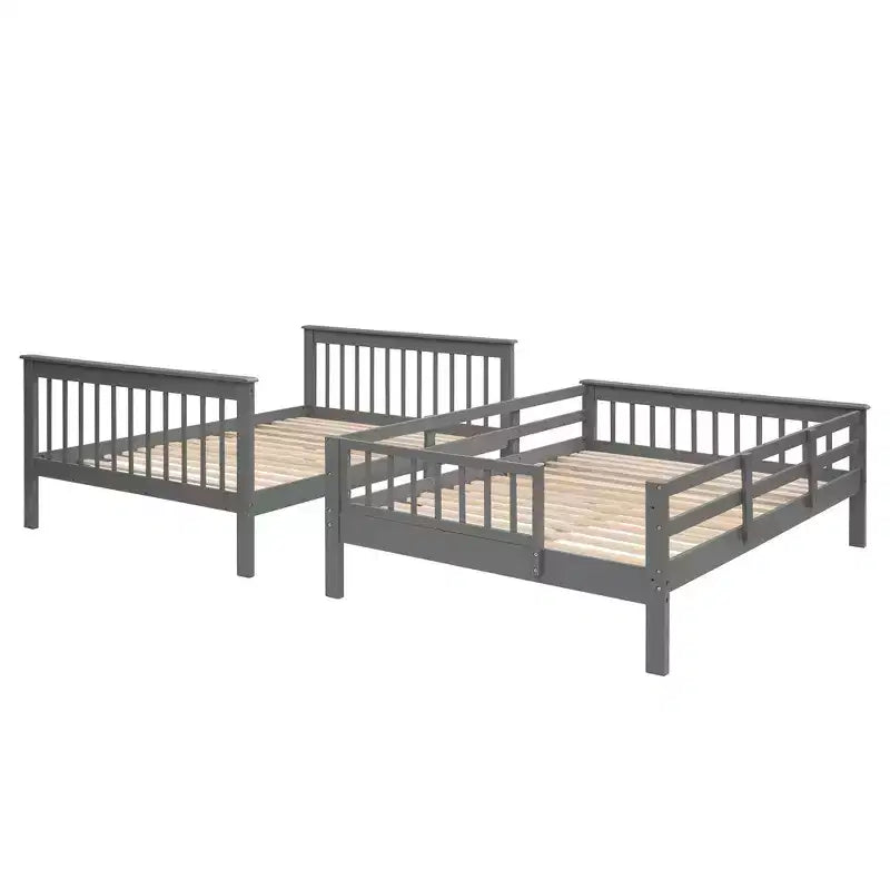 CLIHOME Lit superposé double avec escalier de rangement et garde-corps pour chambre à coucher, dortoir
