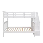 CLIHOME Lit superposé double avec escalier de rangement et garde-corps pour chambre à coucher, dortoir