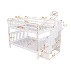 CLIHOME Lit superposé double avec escalier de rangement et garde-corps pour chambre à coucher, dortoir