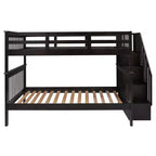 CLIHOME Lit superposé double avec escalier de rangement et garde-corps pour chambre à coucher, dortoir