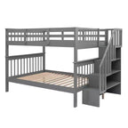 CLIHOME Stairway Full-Over-Full Bunk Bed with Storage and Guard Rail for Bedroom, Dorm