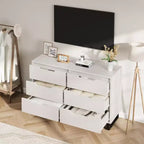 Commode à 6 tiroirs pour chambre, commode de 120 cm de large, meuble de rangement vertical autoportant avec rangement, commode de rangement en bois pour salon, couloir