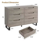 Commode à 6 tiroirs pour chambre, commode de 120 cm de large, meuble de rangement vertical autoportant avec rangement, commode de rangement en bois pour salon, couloir