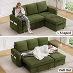 Canapé-lit convertible Dyonery 2-en-1 avec méridienne de rangement réversible pour chambre 81 – Canapé d'angle en L avec poches latérales