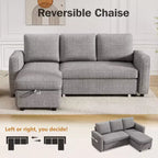 Canapé-lit convertible Dyonery 2-en-1 avec méridienne de rangement réversible pour chambre 81 – Canapé d'angle en L avec poches latérales
