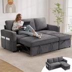Canapé-lit convertible Dyonery 2-en-1 avec méridienne de rangement réversible pour chambre 81 – Canapé d'angle en L avec poches latérales
