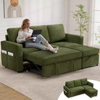 Canapé-lit convertible Dyonery 2-en-1 avec méridienne de rangement réversible pour chambre 81 – Canapé d'angle en L avec poches latérales