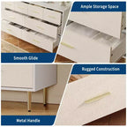 Commode moderne blanche, tiroirs en bois avec pieds en métal, blanc, 120 P x 39,4 L x 85 H cm, meuble de rangement pour chambre, salon, entrée