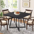 MAYEERTY 31.49 Square Industrial Dining Table, 2-Seater with Vintage Brown Wood & Black Metal Frame