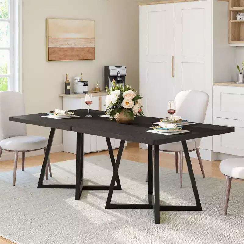 MAYEERTY Table à Manger Industrielle Carrée de 80 cm, 2 Places avec Plateau en Bois Marron Vintage et Structure en Métal Noir