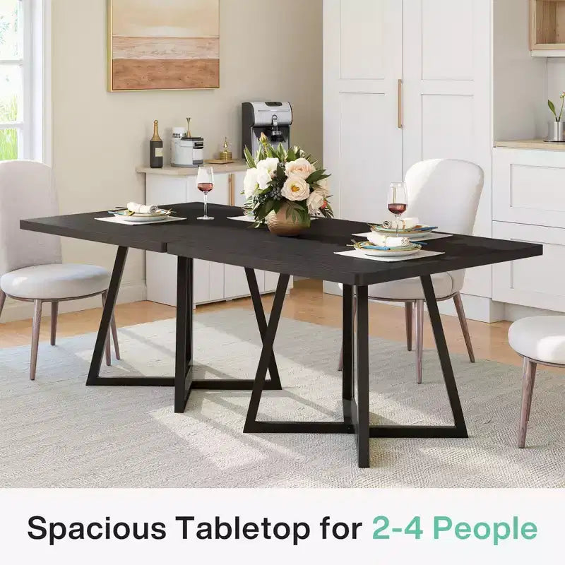 MAYEERTY Table à Manger Industrielle Carrée de 80 cm, 2 Places avec Plateau en Bois Marron Vintage et Structure en Métal Noir