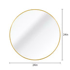 Miroir rond de salle de bain mural avec cadre en métal doré de 24 pouces.