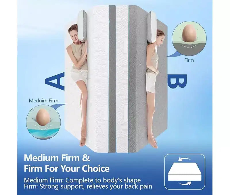 Matelas souple Dyonery, matelas de lit en mousse à mémoire de forme de 12/14 pouces, pleine grandeur, recouvert de soie glacée, matelas de haute qualité en thé vert/gel frais, blanc