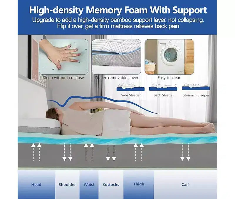 Matelas souple Dyonery, matelas de lit en mousse à mémoire de forme de 12/14 pouces, pleine grandeur, recouvert de soie glacée, matelas de haute qualité en thé vert/gel frais, blanc