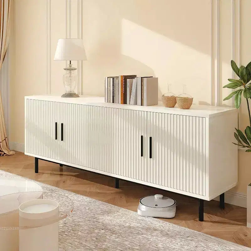 Meuble TV Dyonery 70 avec portes cannelées et rangement