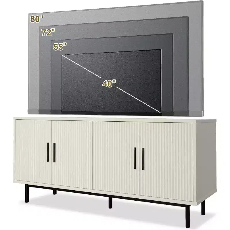 Meuble TV Dyonery 70 avec portes cannelées et rangement