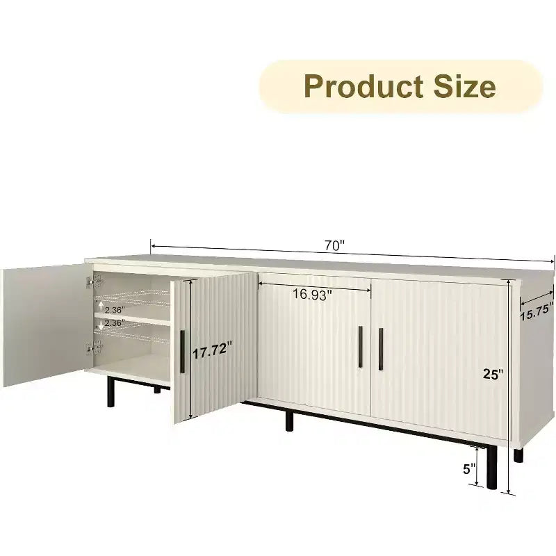 Meuble TV Dyonery 70 avec portes cannelées et rangement