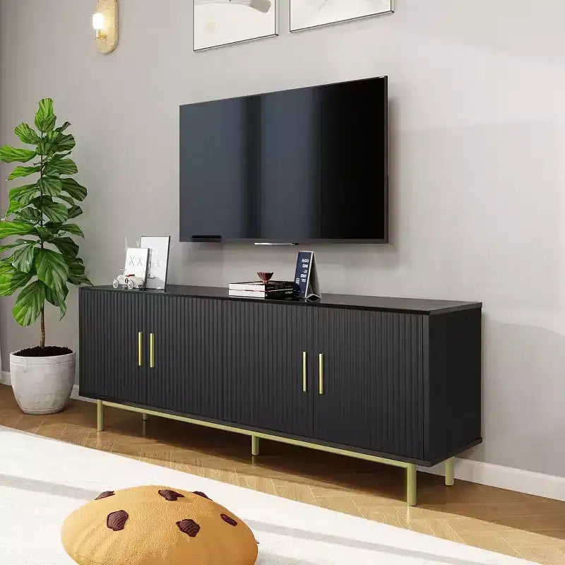 Meuble TV Dyonery 70 avec portes cannelées et rangement