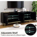 Meuble TV Dyonery 70 avec portes cannelées et rangement