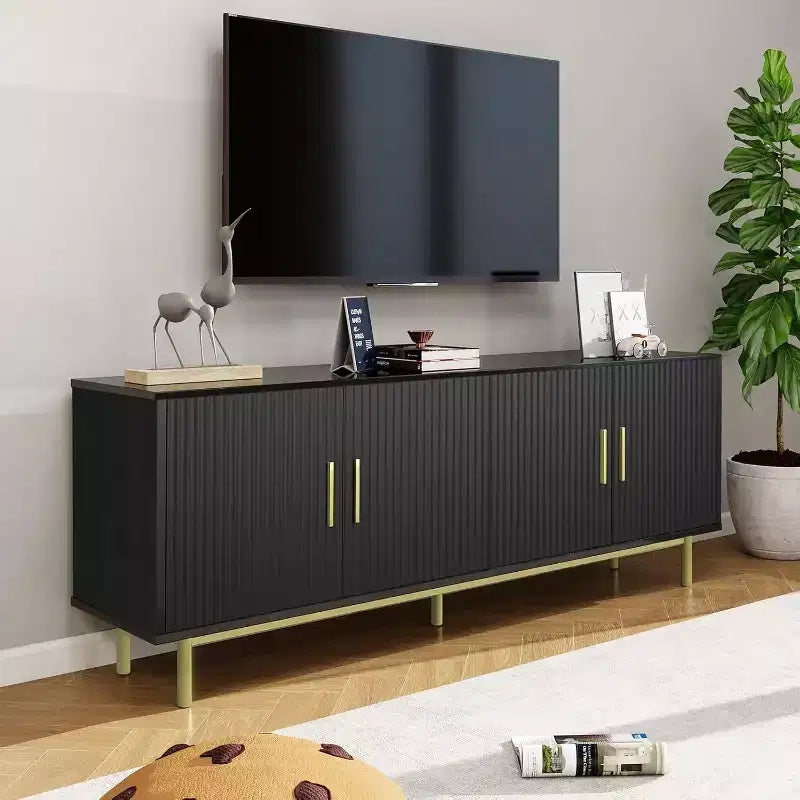 Meuble TV Dyonery 70 avec portes cannelées et rangement