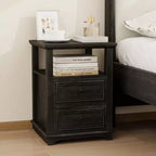 Table de chevet Dyonery 18 Table d'appoint blanche avec station de charge Table de chevet haute en bois rustique