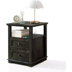 Table de chevet Dyonery 18 Table d'appoint blanche avec station de charge Table de chevet haute en bois rustique