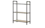 Bibliothèque standard à trois niveaux HomeRoots 36 chêne antique et métal gris sable