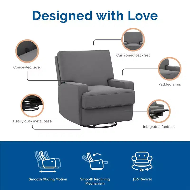 Fauteuil inclinable, planeur, berçant et pivotant 4-en-1 Baby Relax Rylan