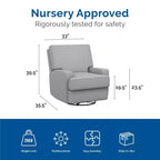 Fauteuil inclinable, planeur, berçant et pivotant 4-en-1 Baby Relax Rylan