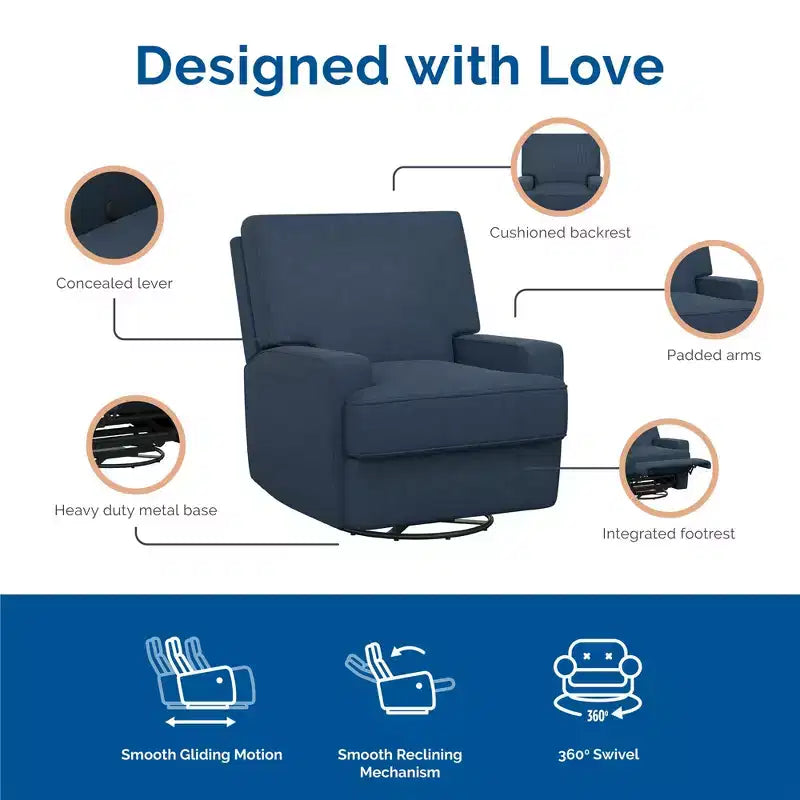 Fauteuil inclinable, planeur, berçant et pivotant 4-en-1 Baby Relax Rylan