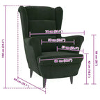 Fauteuil VidaXL Velours Vert Foncé - Fauteuil d'appoint Standard en Contreplaqué