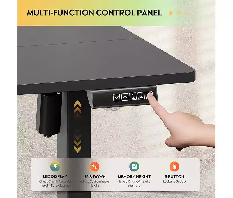 GALAXHERO Bureau Debout Électrique 140 x 70 cm, Bureau à Hauteur Réglable pour Bureau, Poste de Travail Ergonomique Assis-Debout avec Support Téléphone, Noir